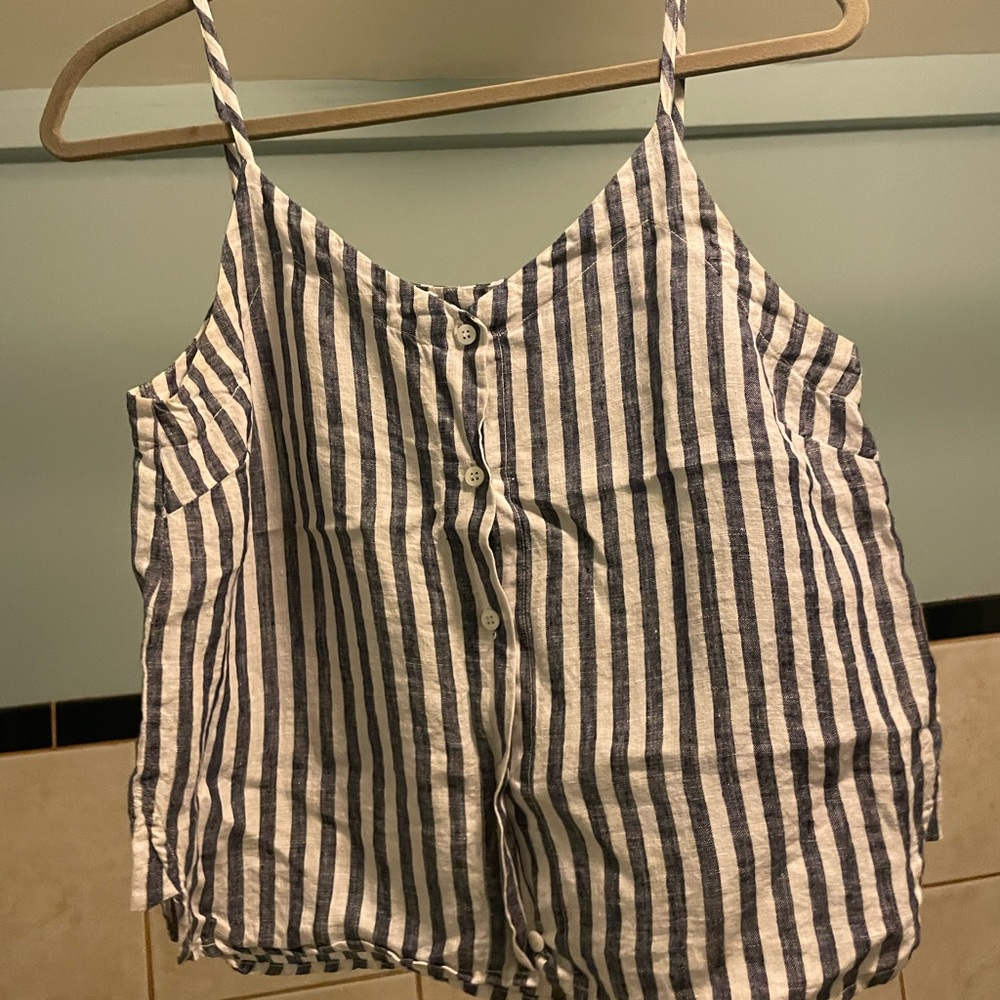 Blue linen blouse